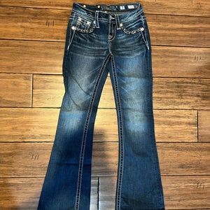 MISS ME Girls Rock & Rose Boot Cut Jeans JK7643B size 7